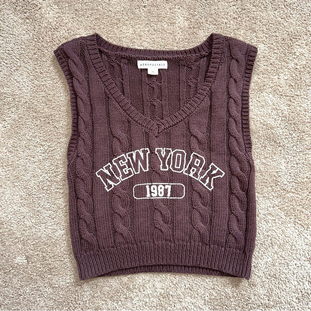 Aeropostale Brown New York Cropped Tee